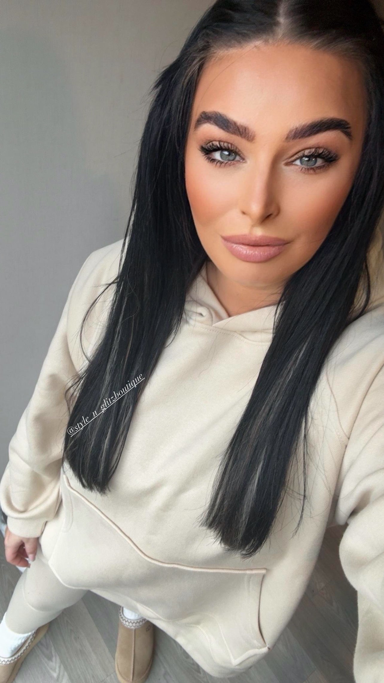 Woman’s Arabella beige hoody and leggings loungewear tracksuit combo