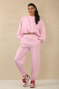 Our Cara pink peplum loungewear