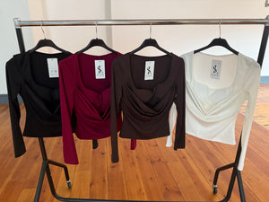 Ladies woman’s wrap slinky padded tops (4 colours)