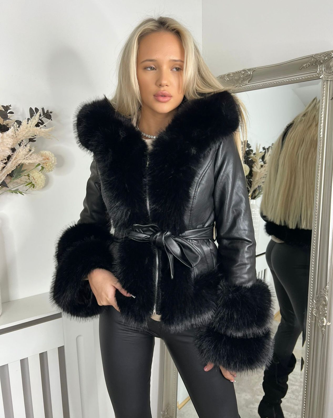 Our orla faux fur princess black coats sizes 6-14