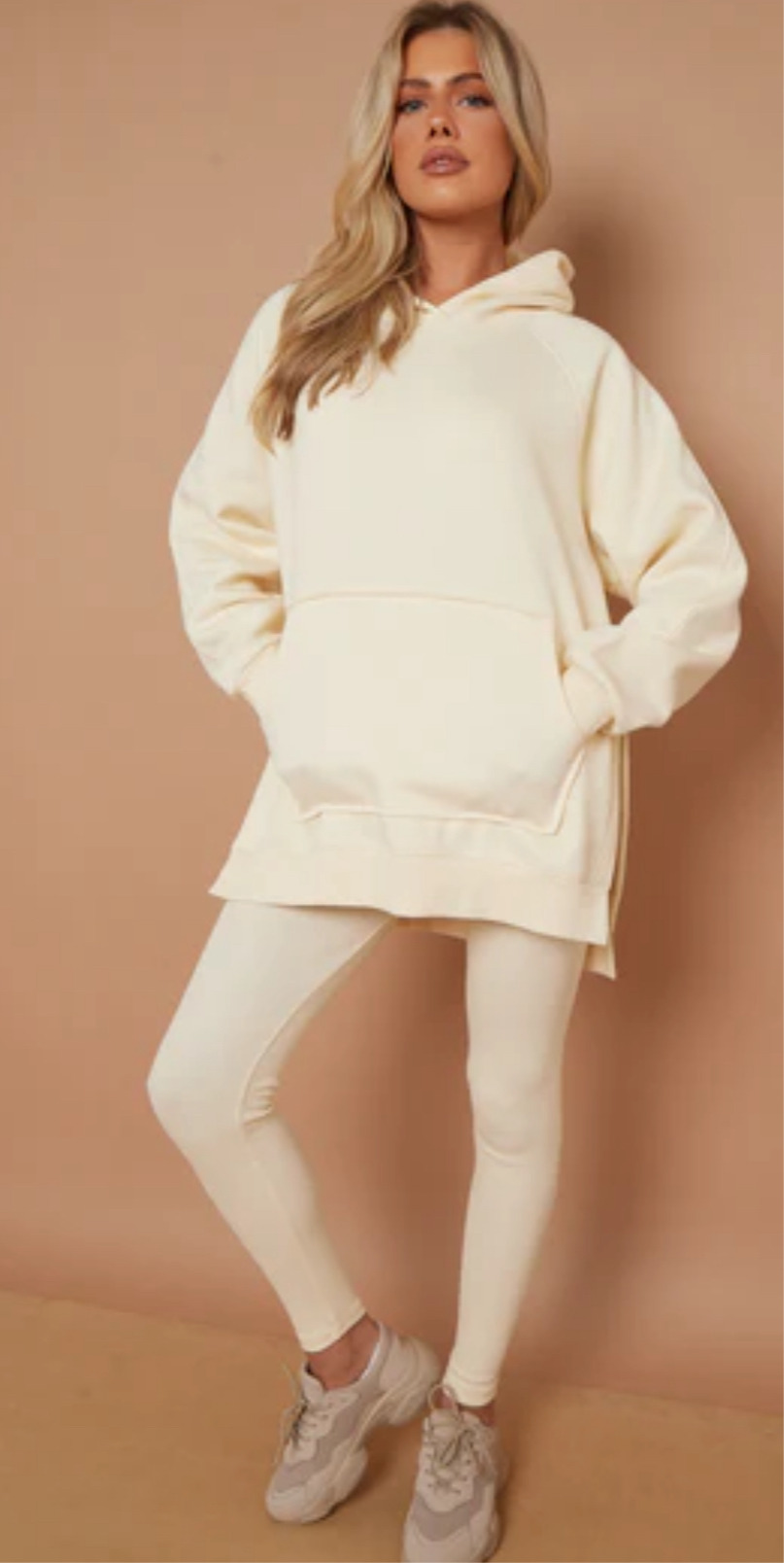 Womans Arabella cream hoody and leggings loungewear tracksuit combo
