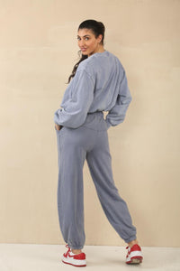 Our Cara dove grey peplum loungewear