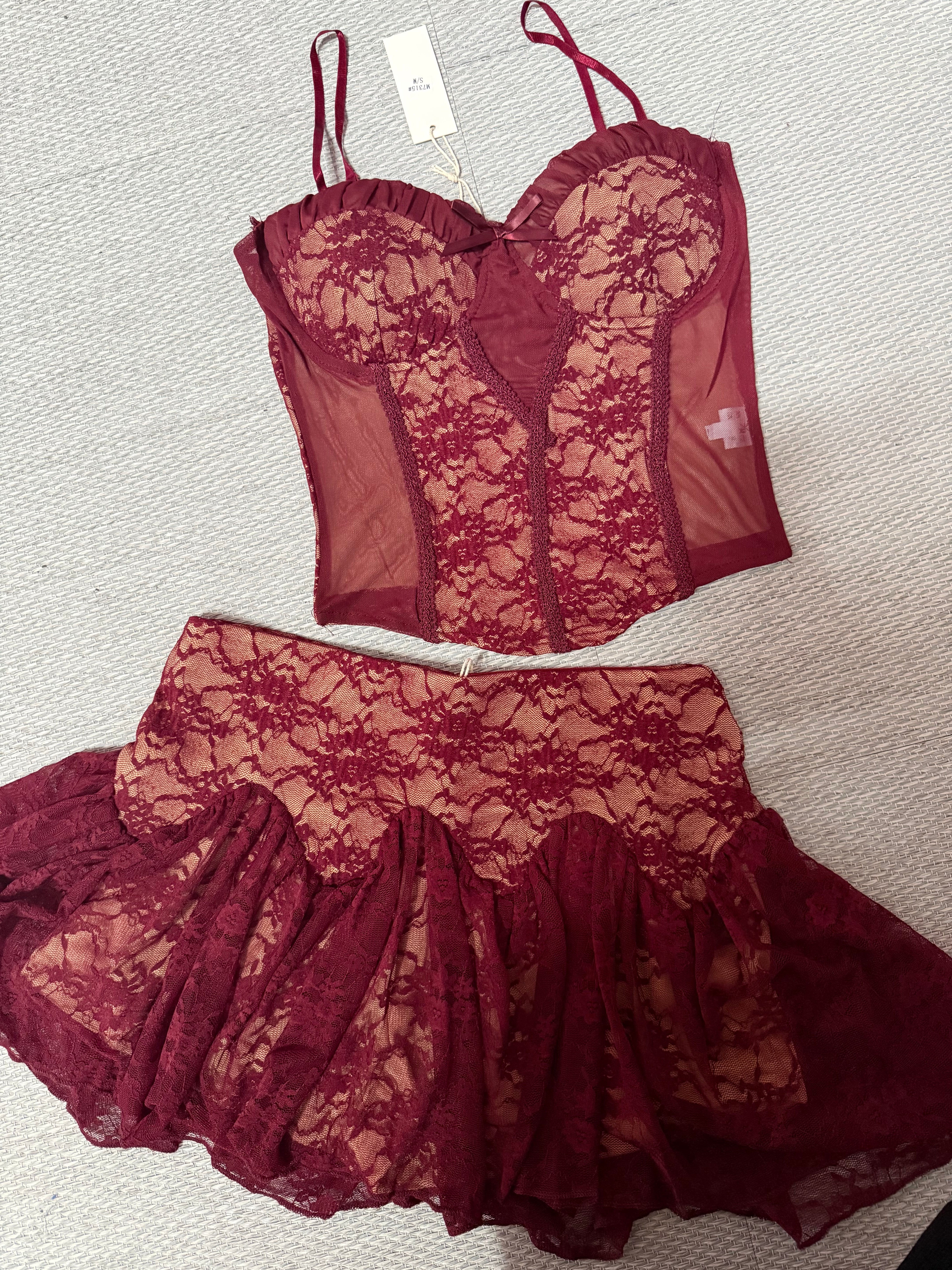 Our Orla lace basque and shorts set (3 colours)