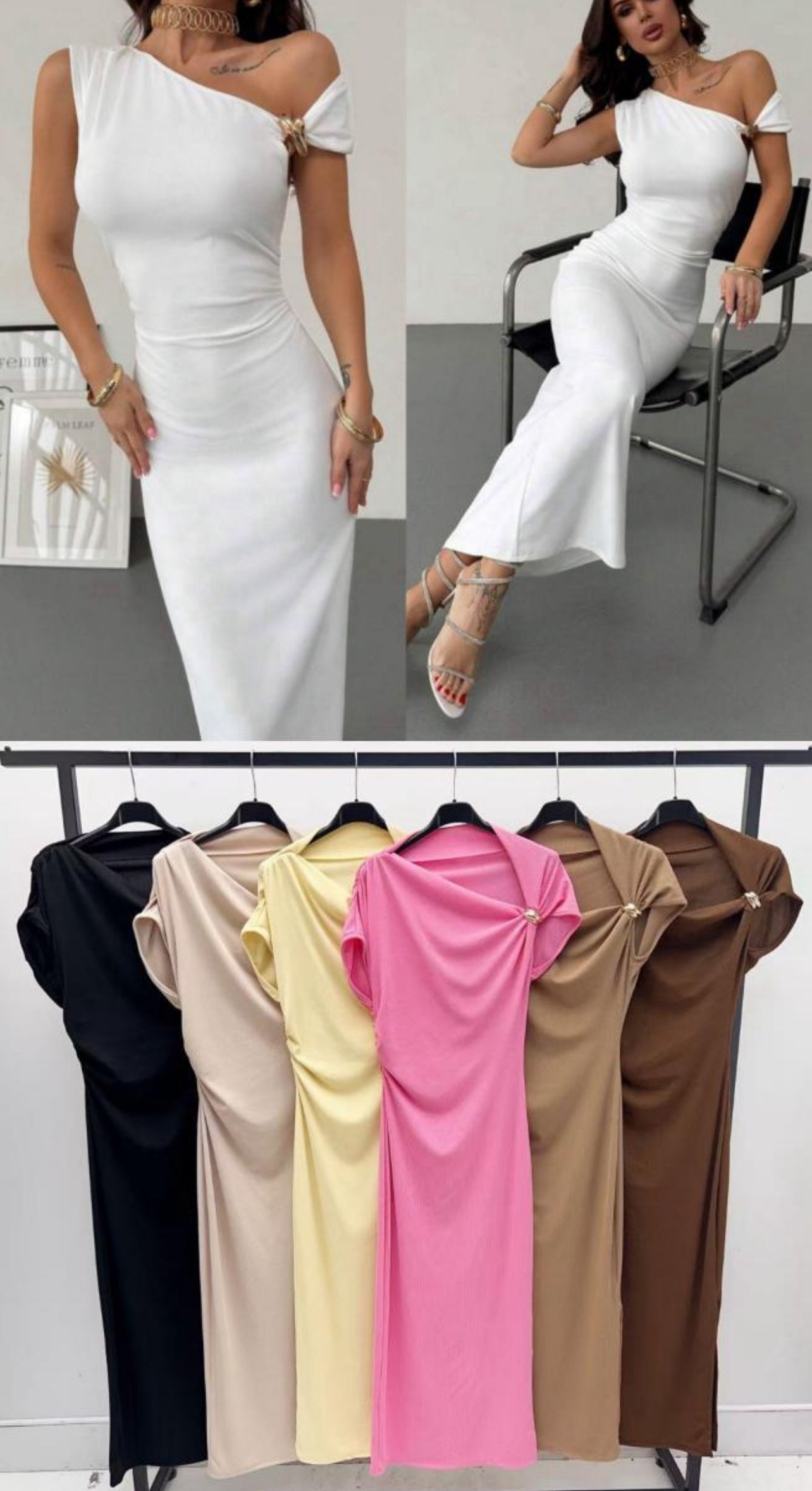 Ladies woman’s cut out midi ribbed dress (2 colours)