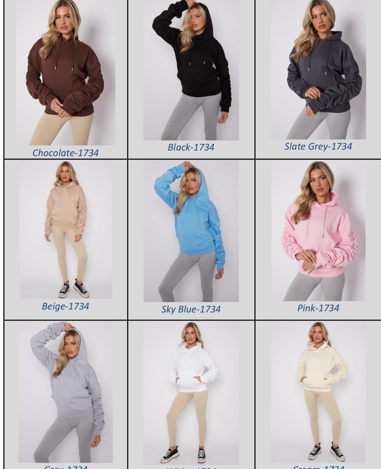 Our Georgie ruched sleeve hoodies (12 new colours)