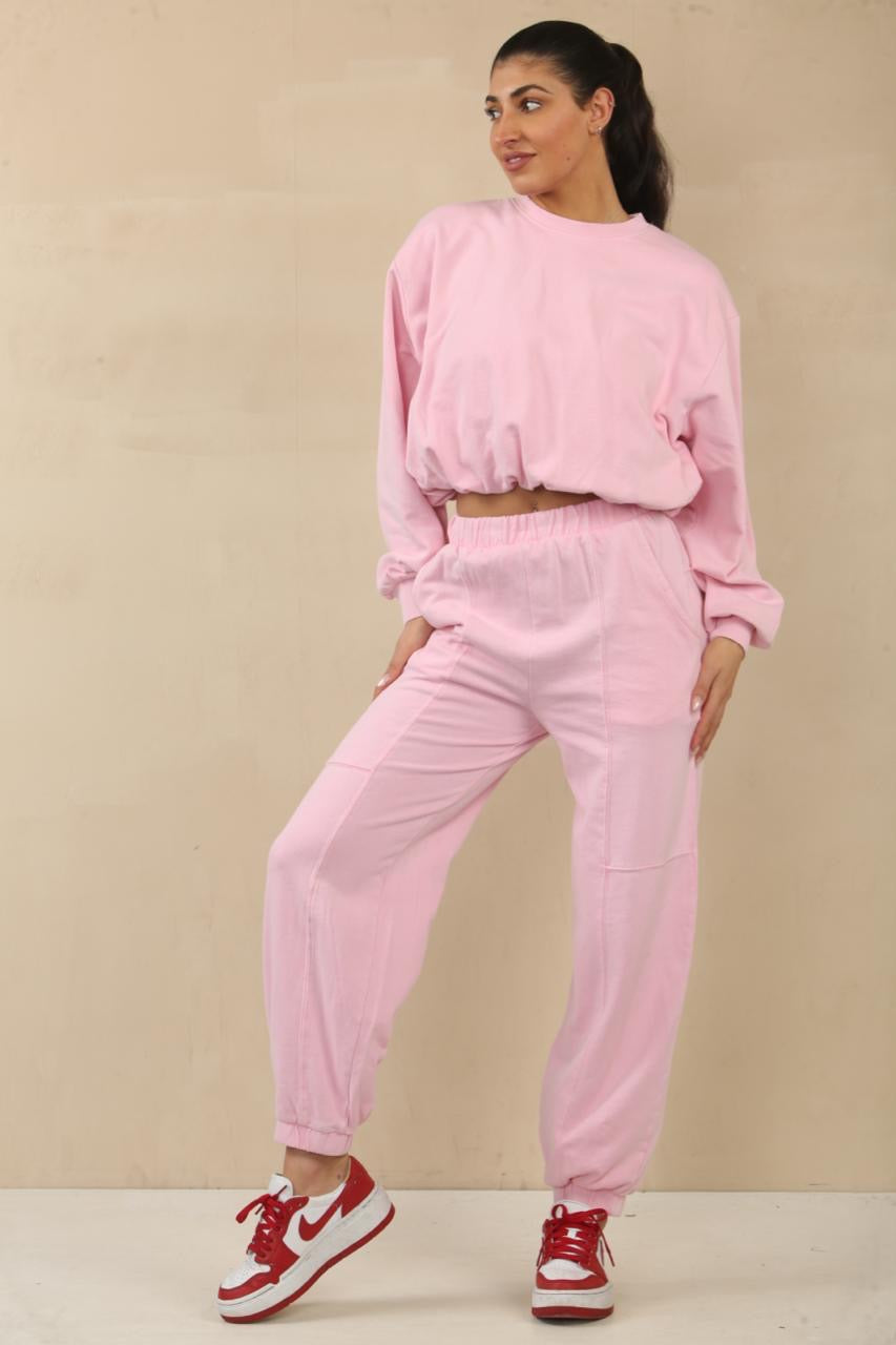 Our Cara pink peplum loungewear