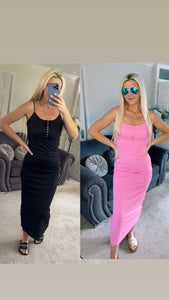 Ladies woman’s ribbed button maxi dresses (4 colours)