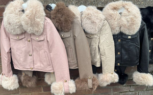Ladies woman’s fully faux lined pu jackets (4 colours)