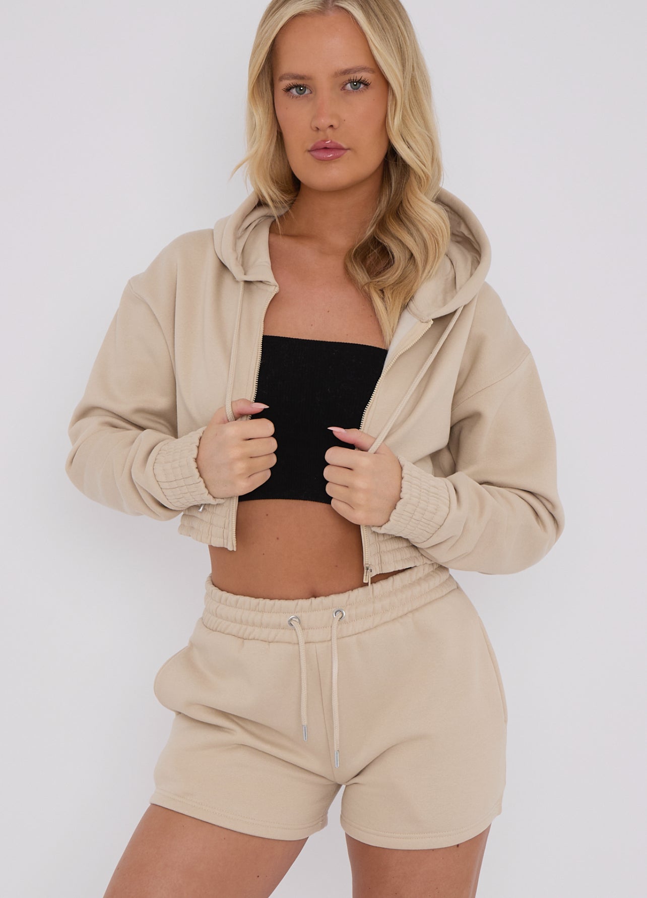 Lexie beige co ord loungewear summer sets.