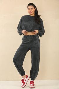 Our Cara charcoal peplum loungewear