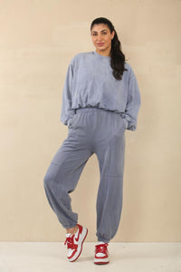 Our Cara dove grey peplum loungewear