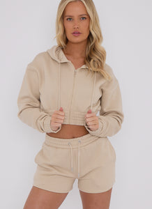 Lexie beige co ord loungewear summer sets.