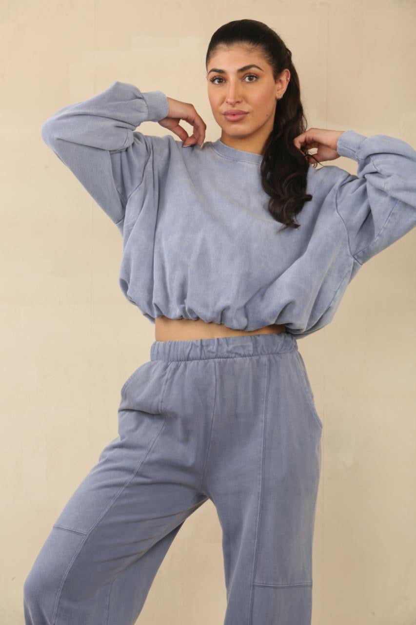 Our Cara dove grey peplum loungewear