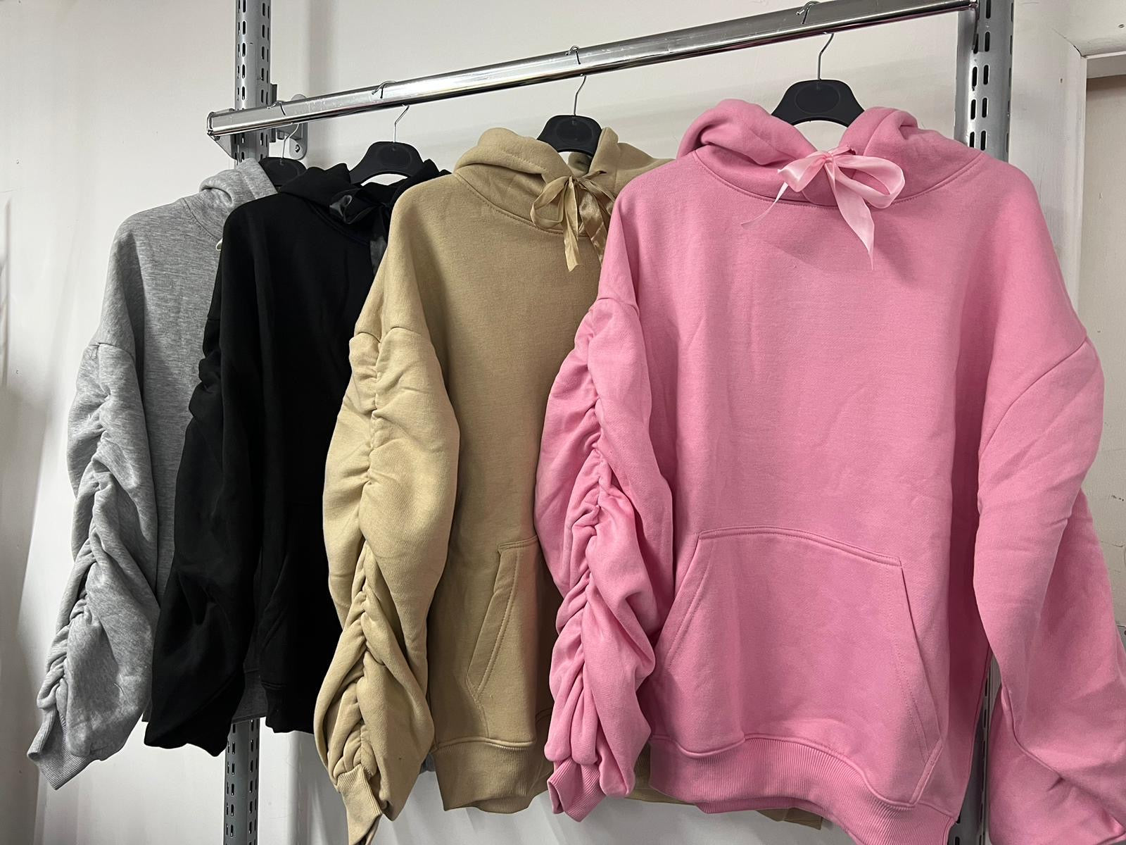 Our Georgie ruched sleeve ribbon hoodies (12 new colours)