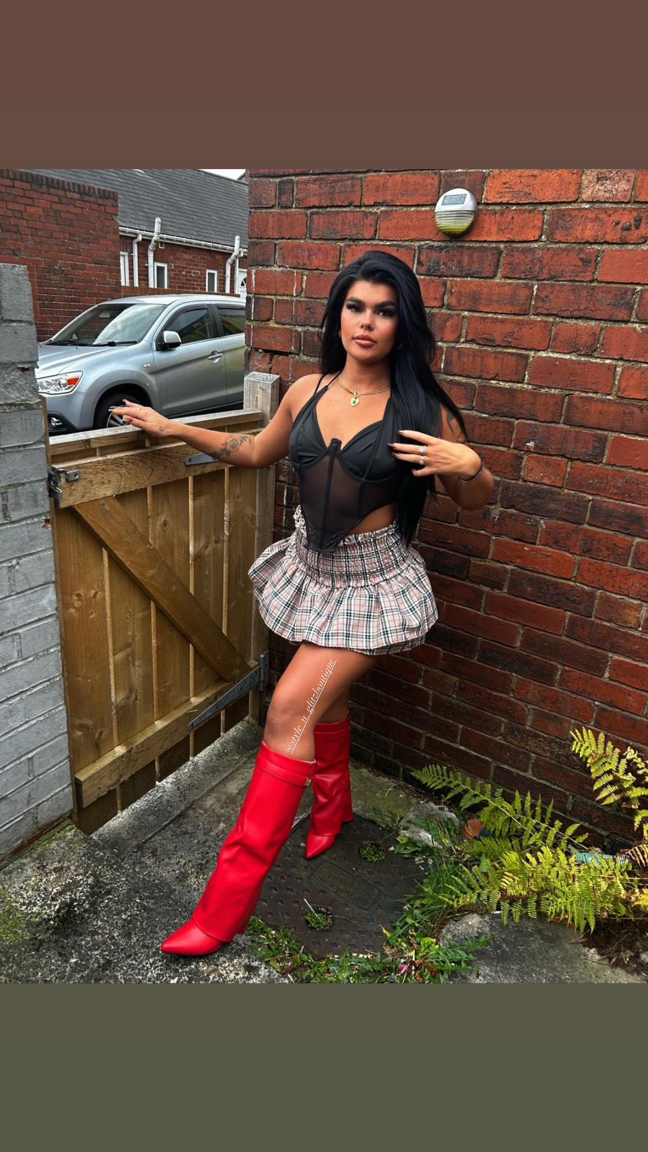 Our bright Red Shania foldover boots