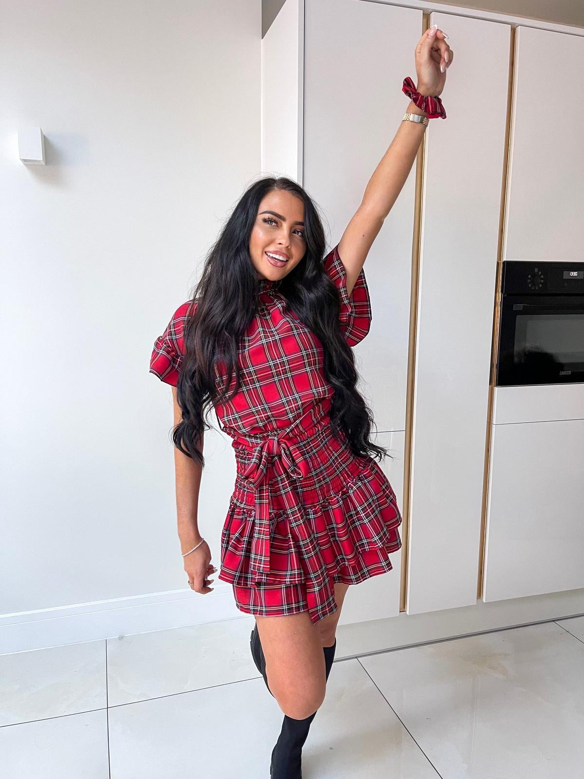 Our Cora tartan ruffle top and skirt set