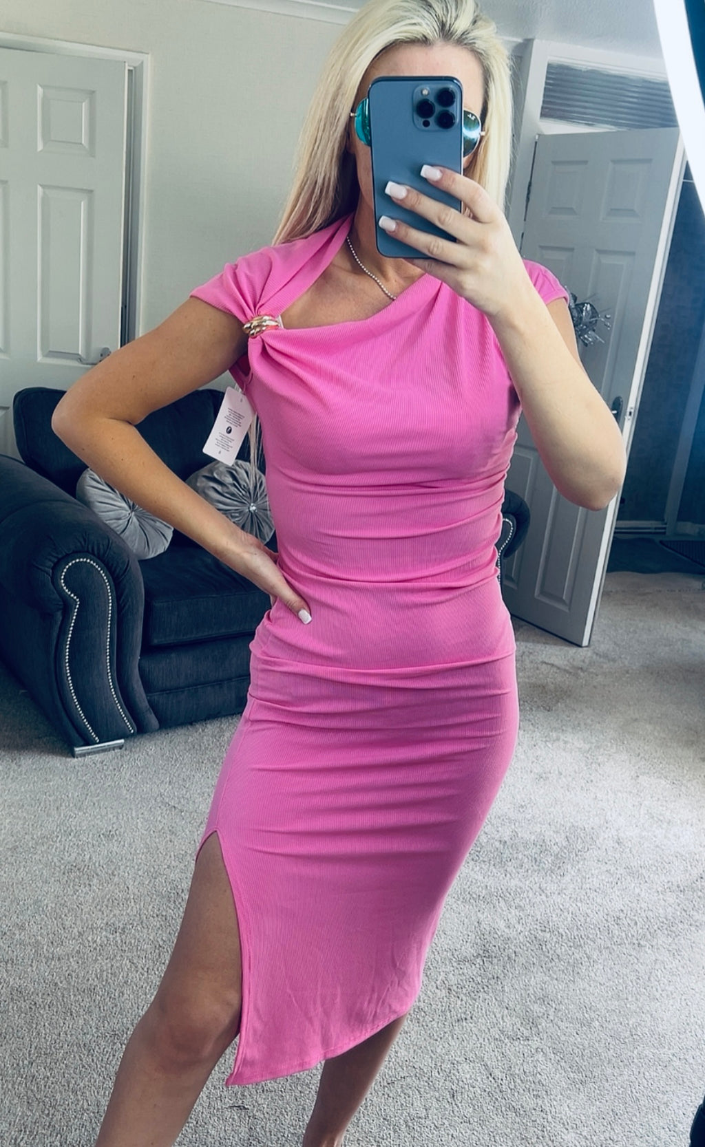 Ladies woman’s cut out midi ribbed dress (2 colours)