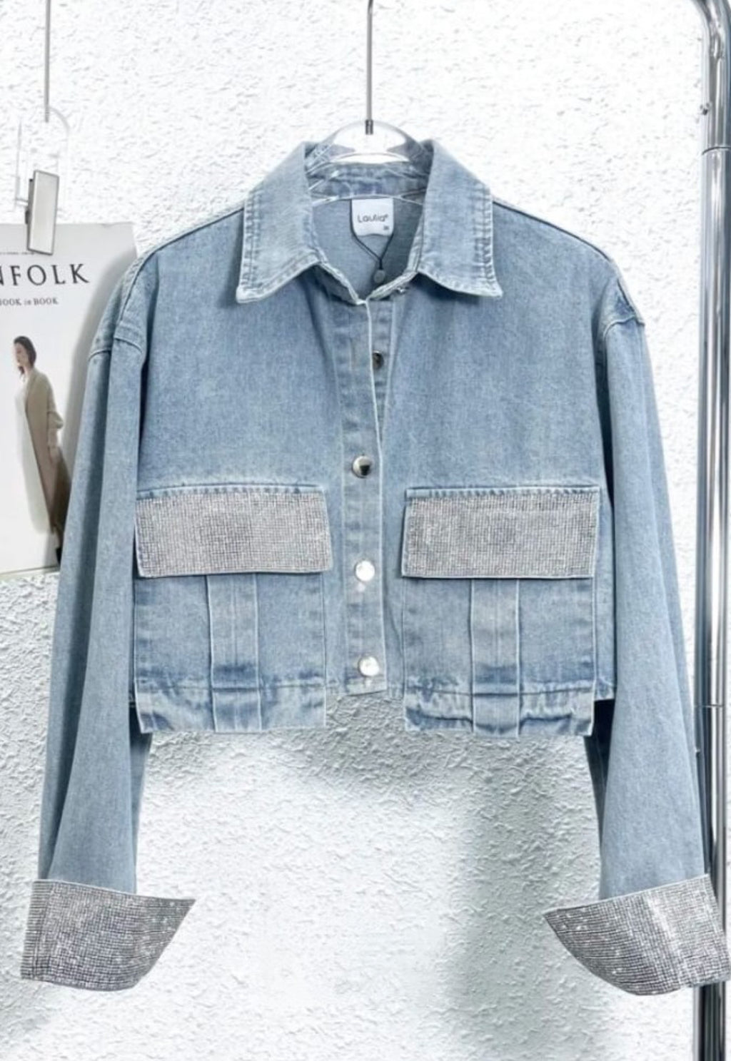Our Saffron Denim diamanté sleeve jackets