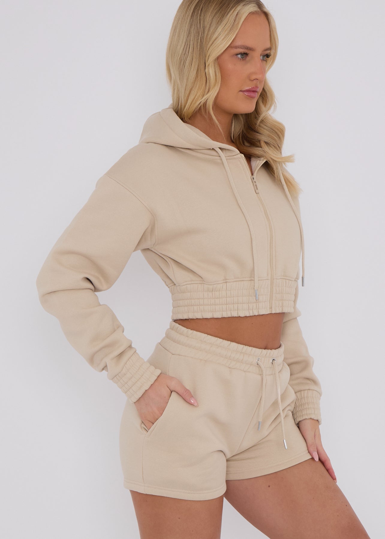 Lexie beige co ord loungewear summer sets.