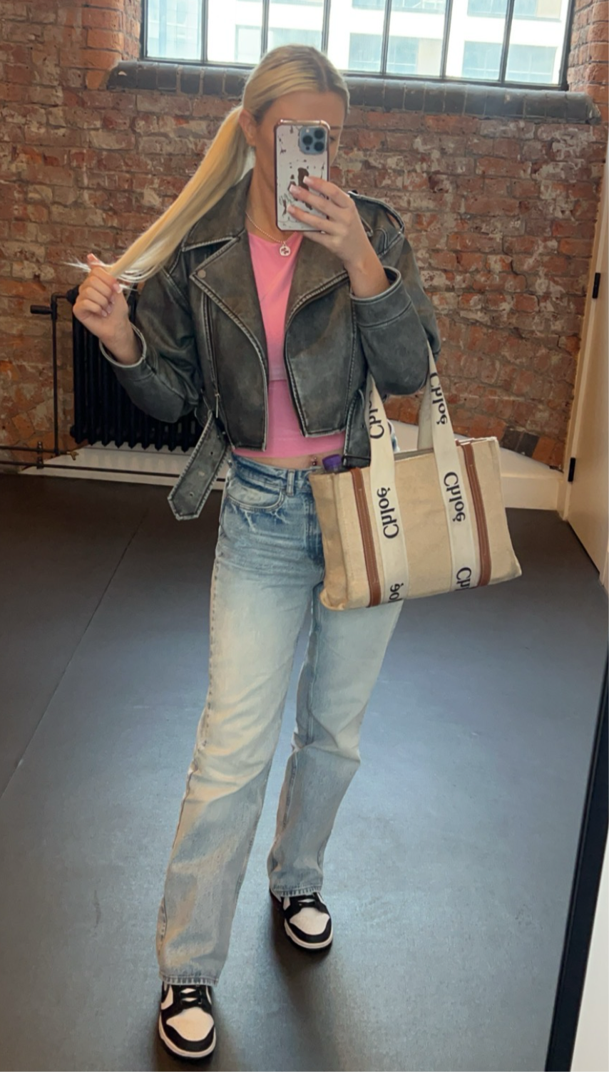 Ladies vegan leather pu jackets (grey)