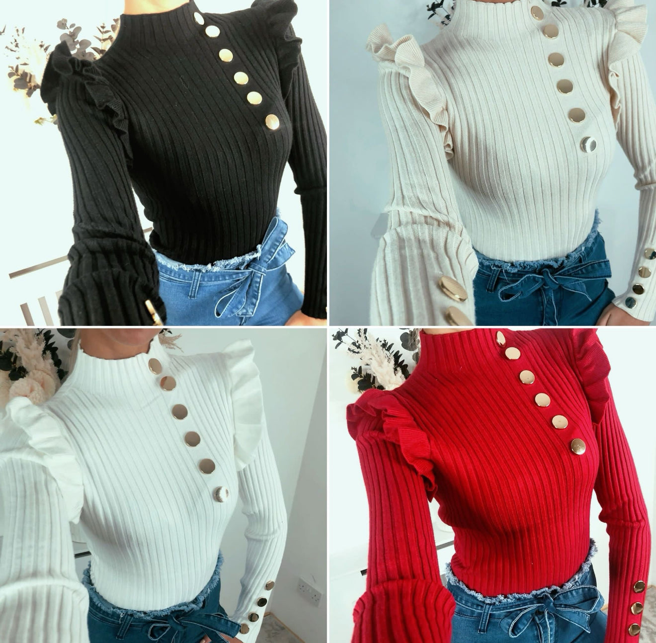 Ladies woman’s ruffle jumpers (5 colours)
