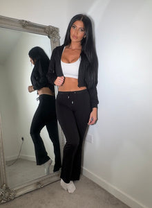 Our Tia black peplum flared loungewear