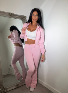 Our Tia baby pink peplum flared loungewear