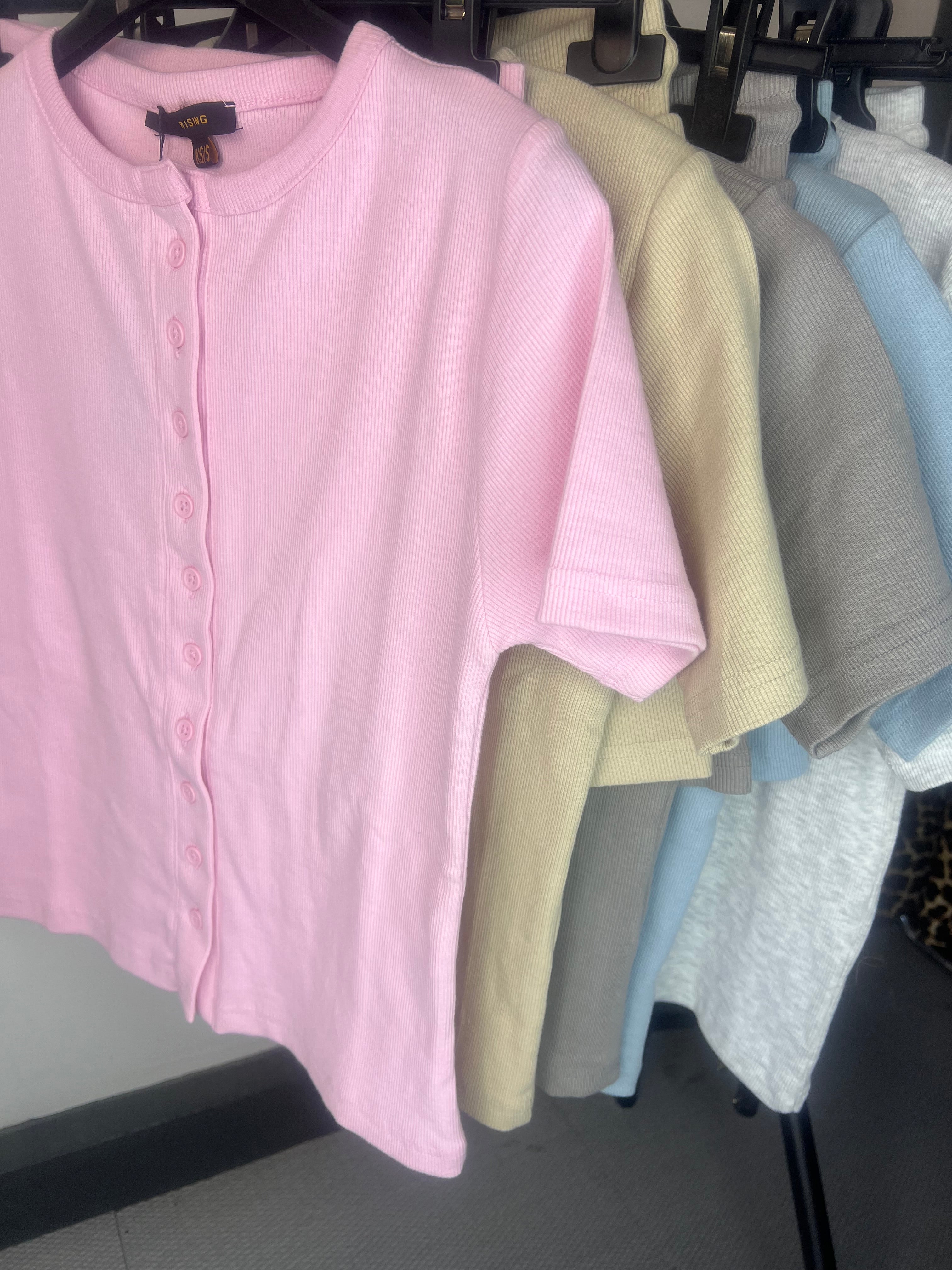 Ladies woman’s Mae ribbed button up shorts sets (5 colours)