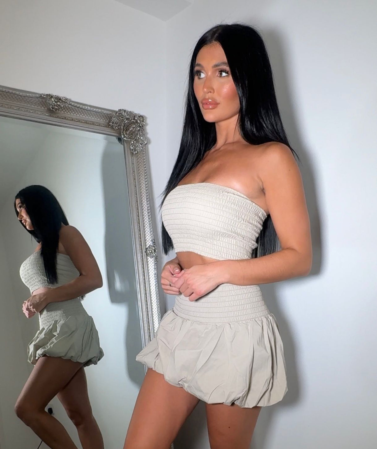 Our Katie stone puffball skirt and top summer sets