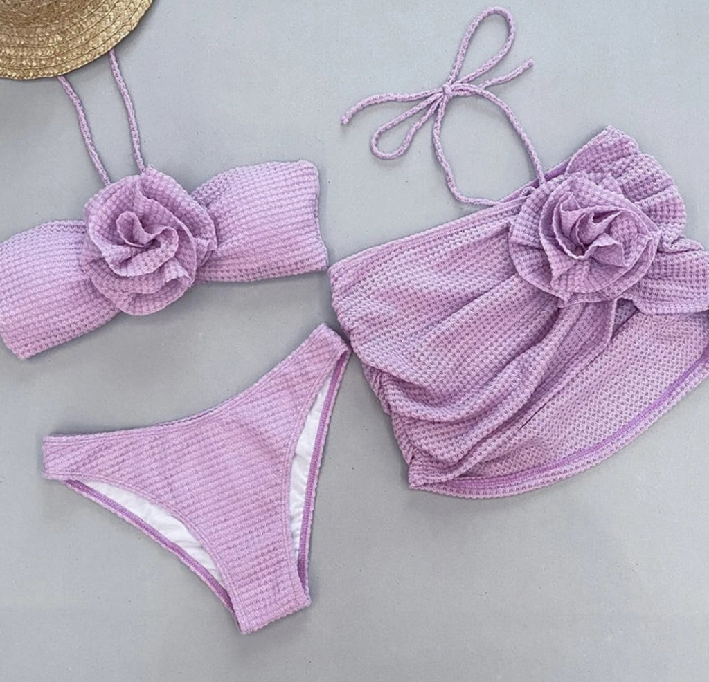 Our Loretta 3 pc swimwear set summer bikini cover up (2 colours)