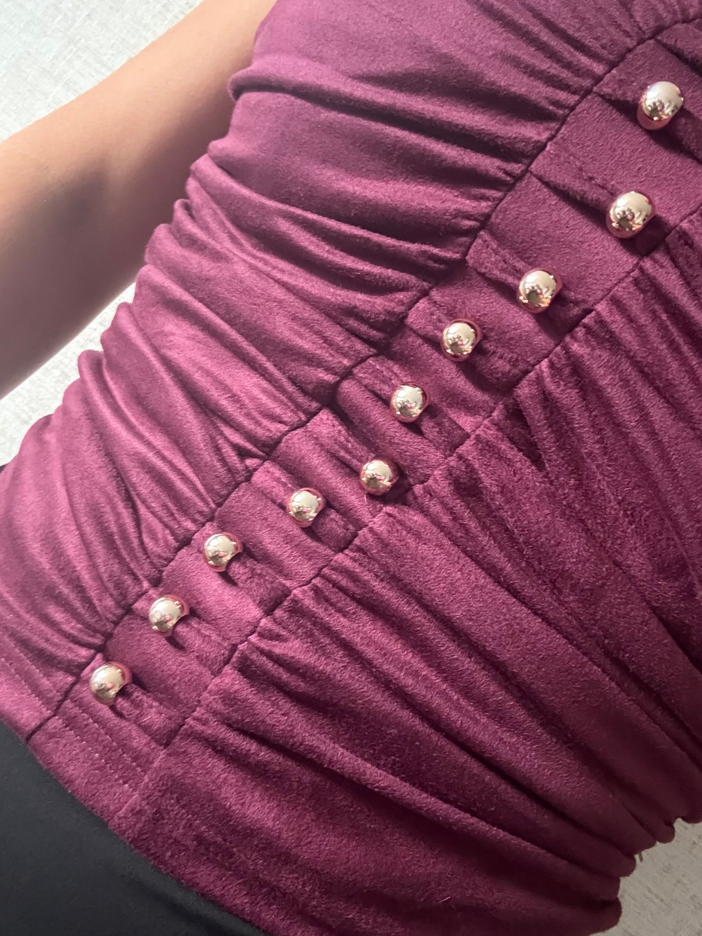 Ladies woman’s faux suede studded Bardot top (2 colours)