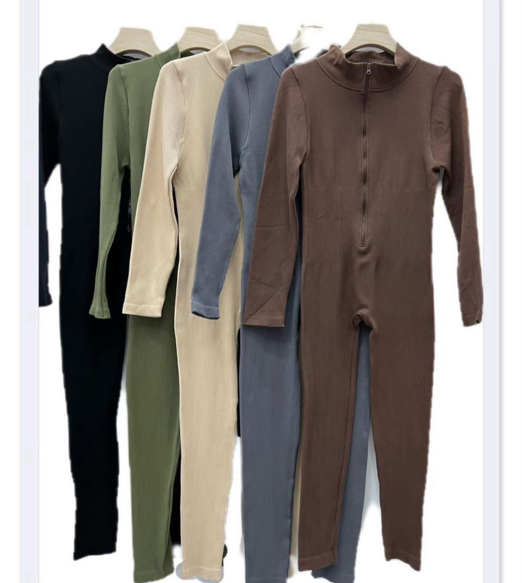 Our Tori ribbed zip up all in one unitards (4 colours)