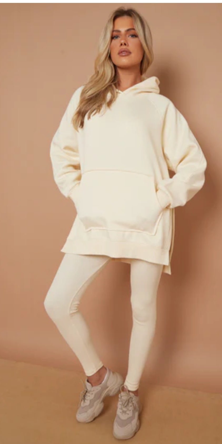 Womans Arabella cream hoody and leggings loungewear tracksuit combo