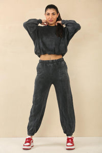 Our Cara charcoal peplum loungewear