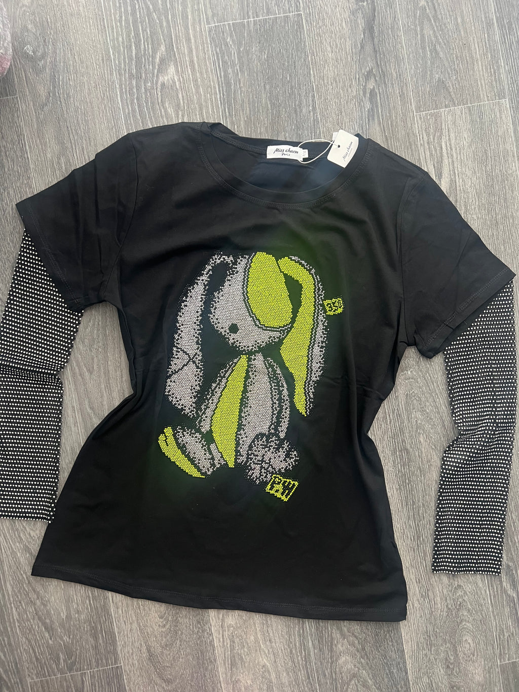 Our Bunny diamanté detachable sleeve T-shirts tops