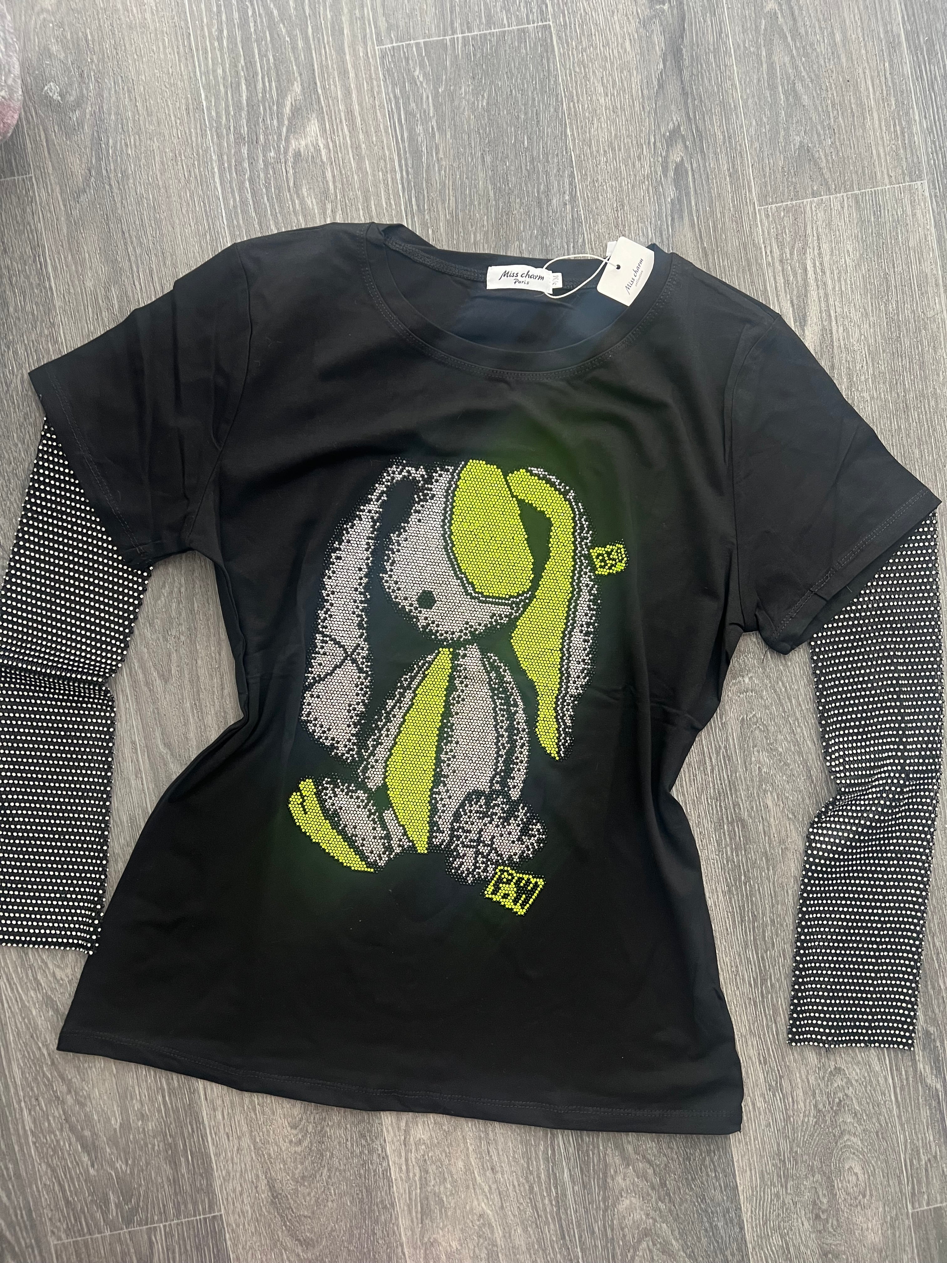 Our Bunny diamanté detachable sleeve T-shirts tops