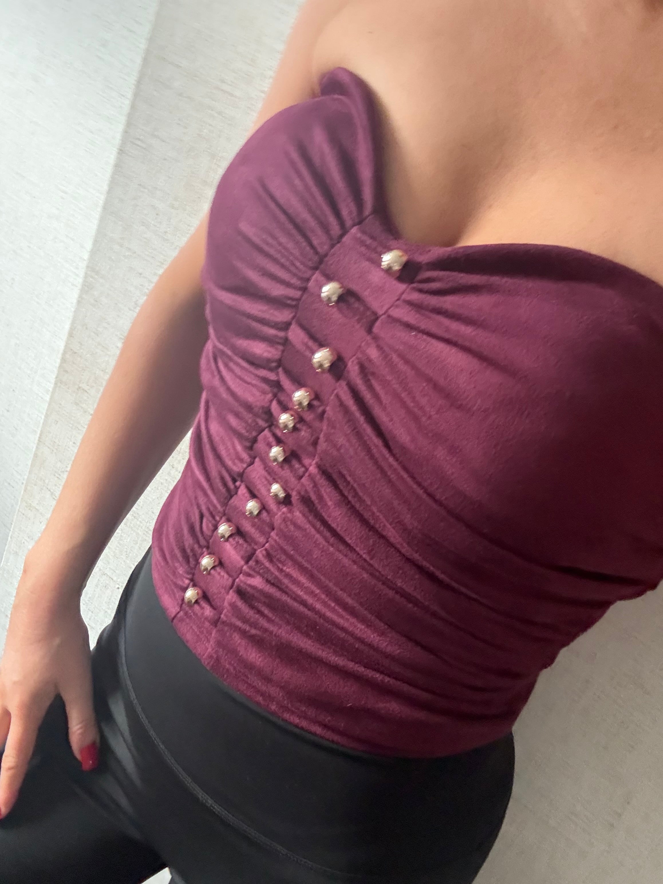 Ladies woman’s faux suede studded Bardot top (2 colours)