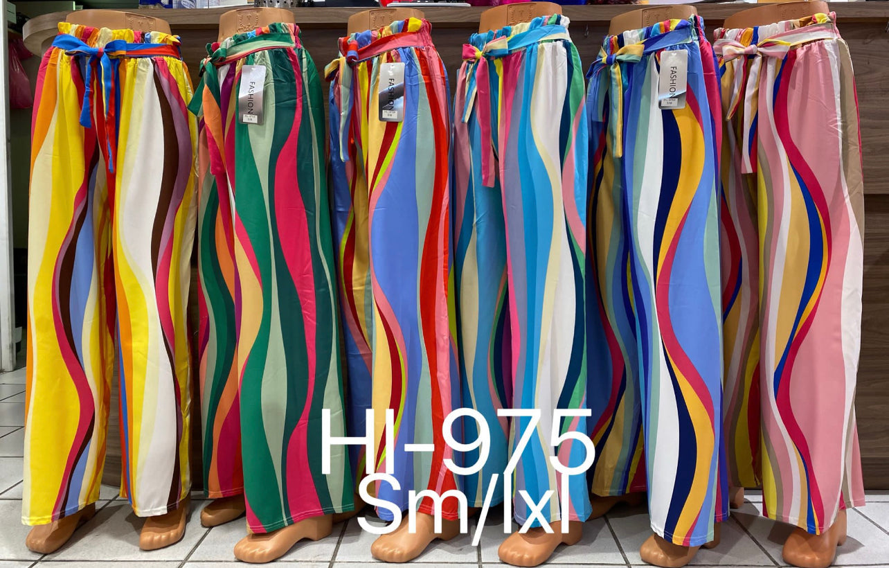 Woman’s multicoloured palazzo summer pants trousers (6 colours)