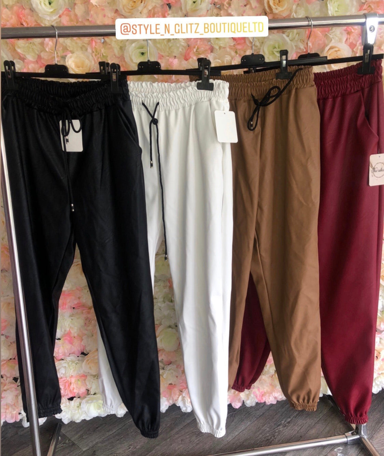 Ladies vegan leather joggers (5 colours)