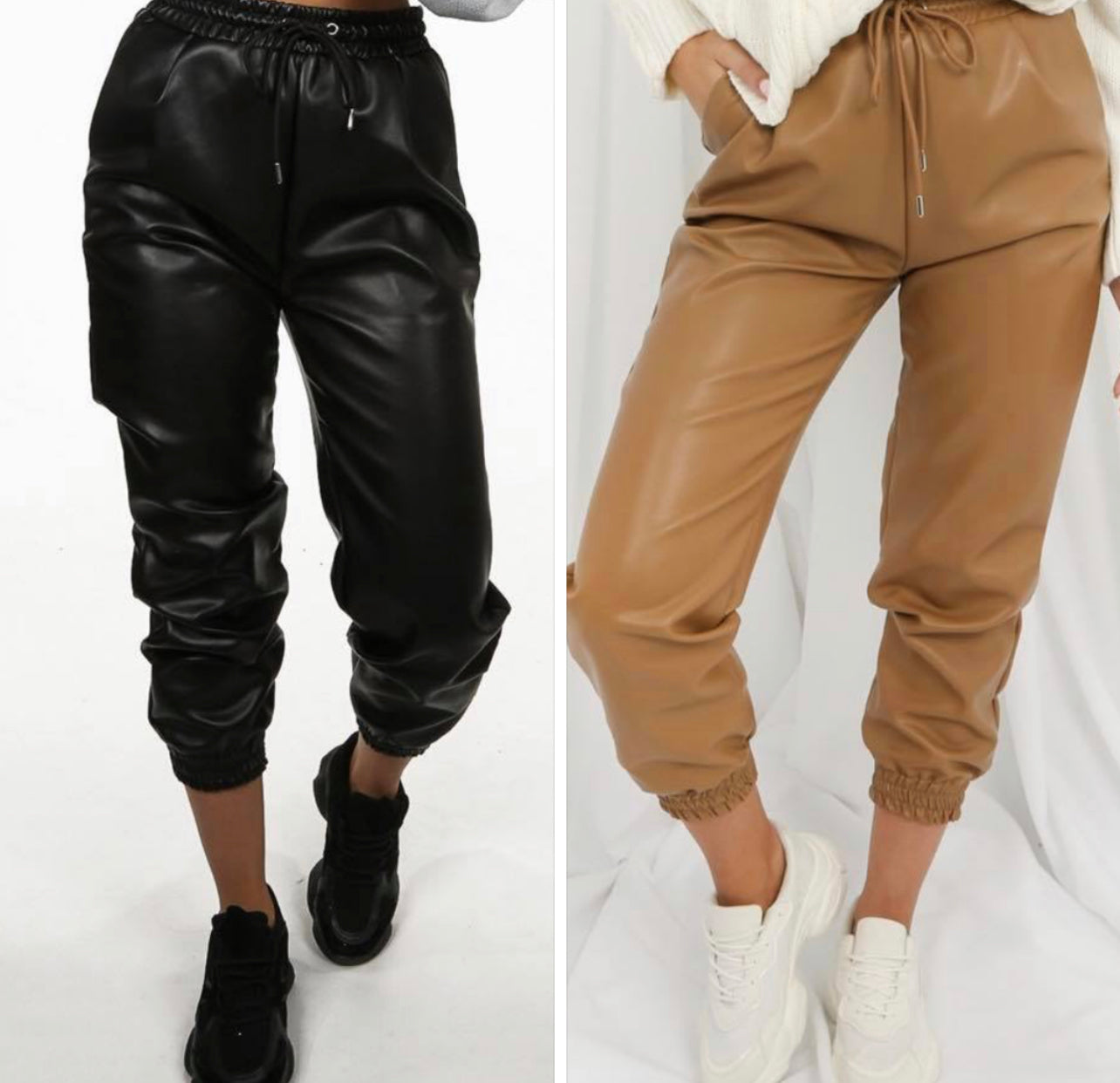 Ladies vegan leather joggers (5 colours)