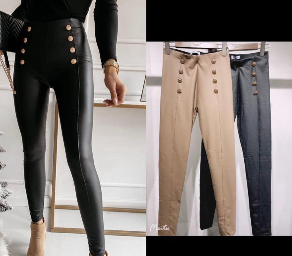Our 'goldie' pu button leggings
