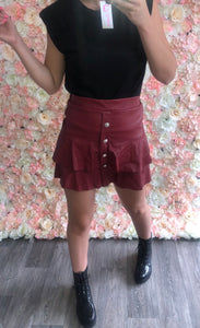 Our pu button ruffle skirts (2 colours)