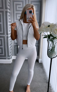 Our white gym set and gilet combo