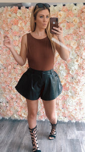 Our 'Zara' pu flare shorts