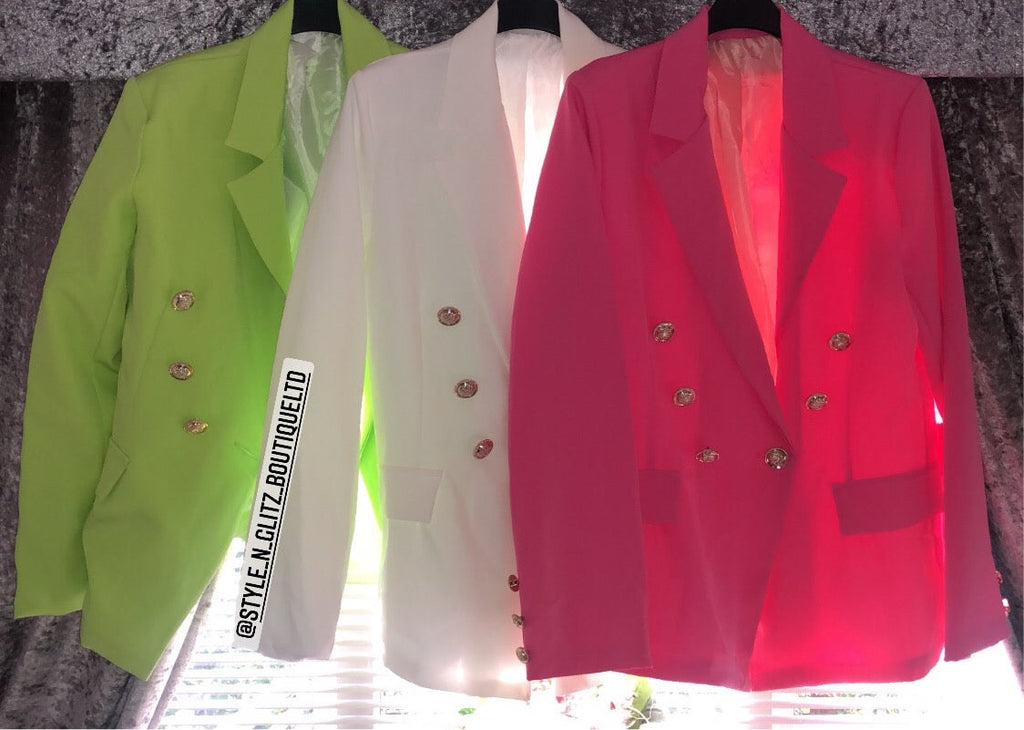 Our neon gold button blazers (4 colours)