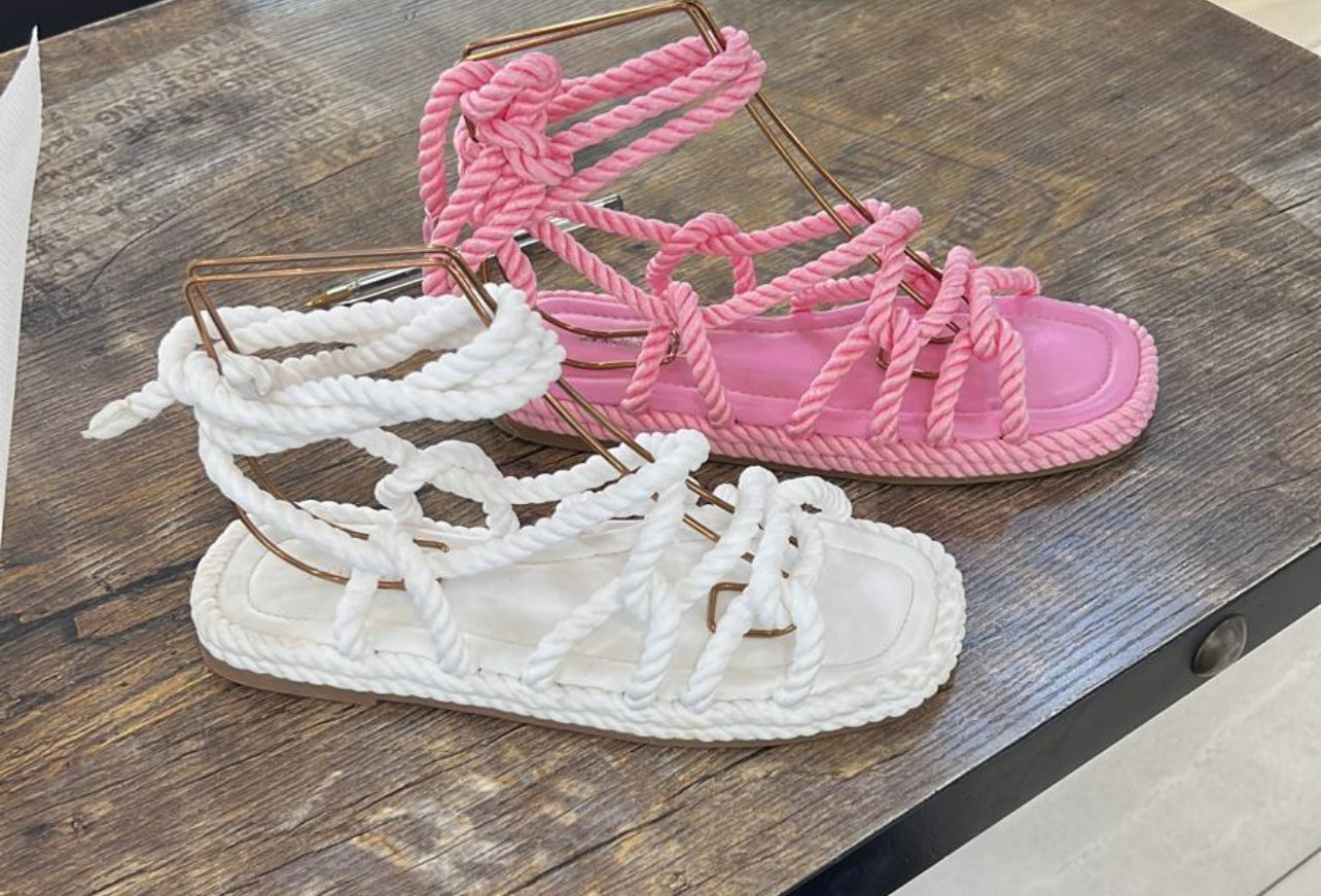 Our rope sandals (pink or white )