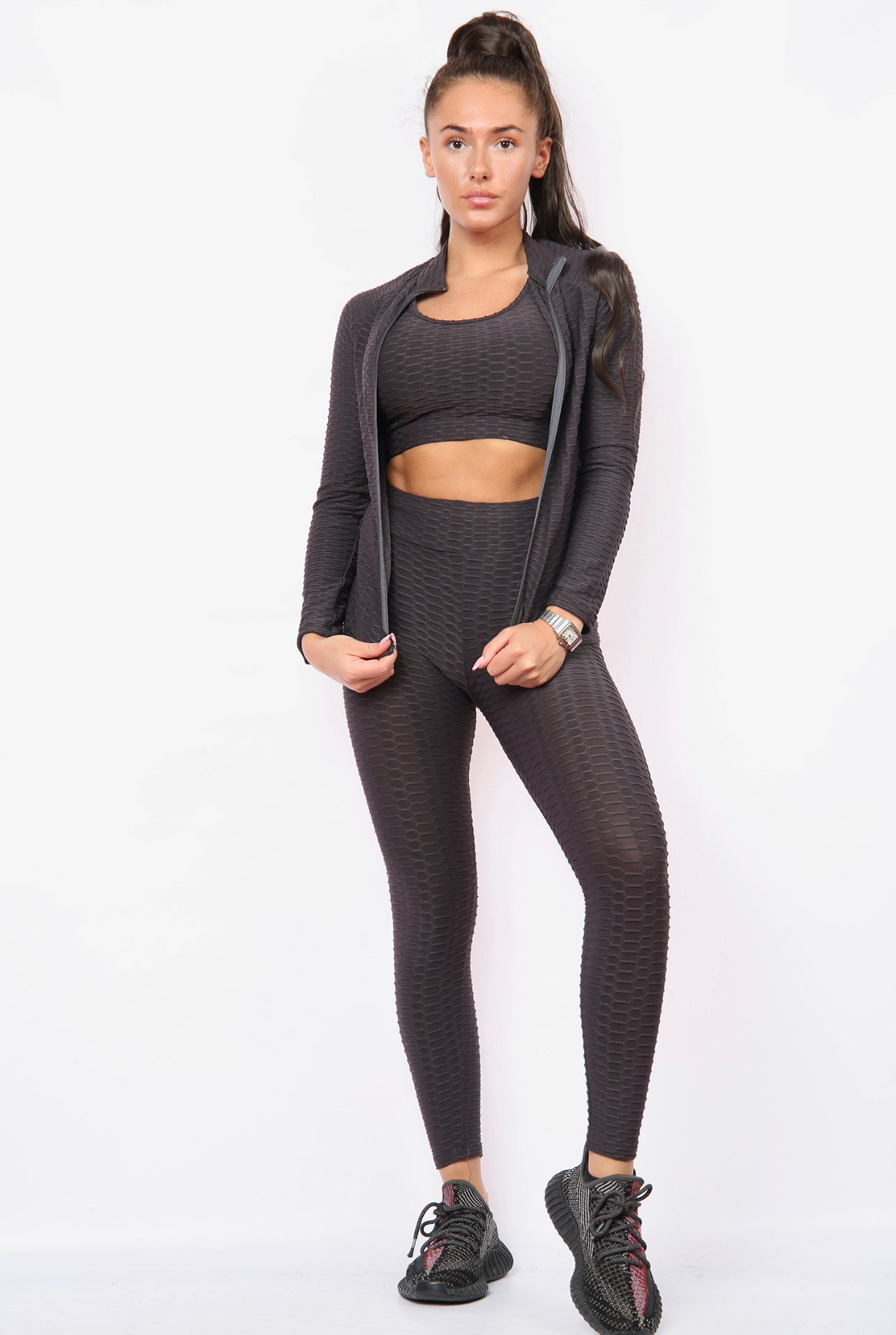 Ladies 3 pc waffle gym sets (3 colours)
