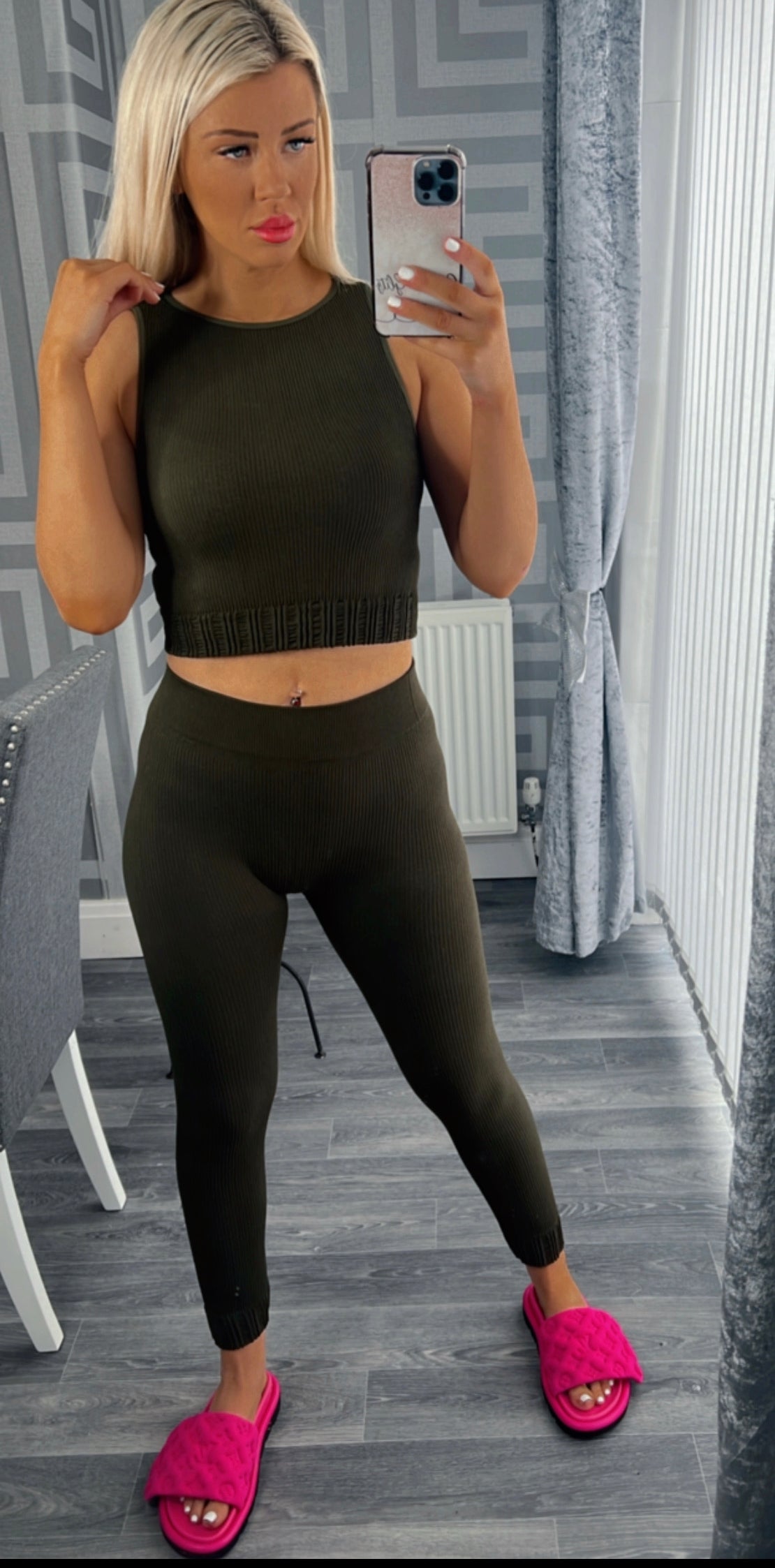 Our Ellie khaki ribbed sets