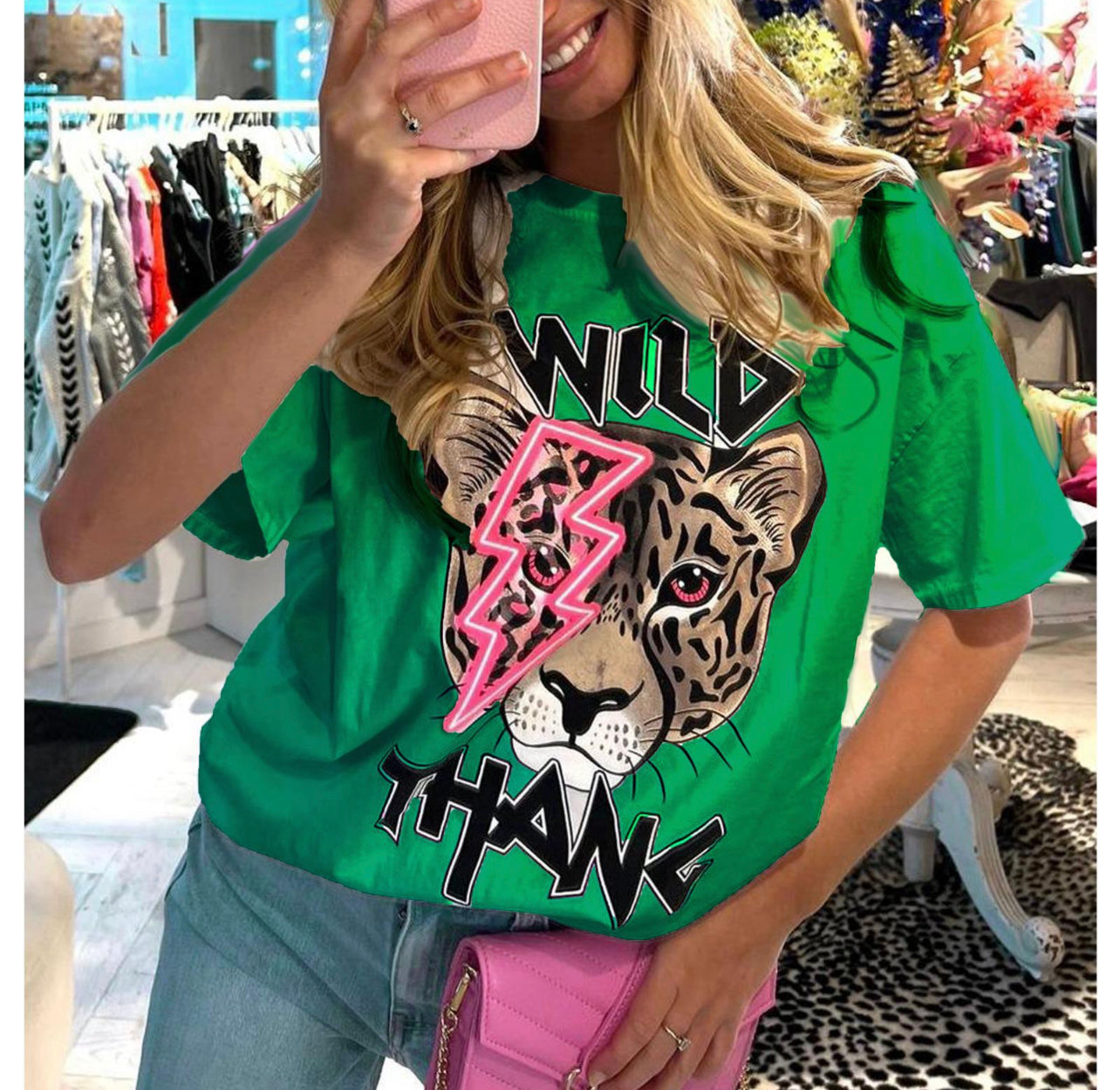Ladies parrot green wild thang top tshirt