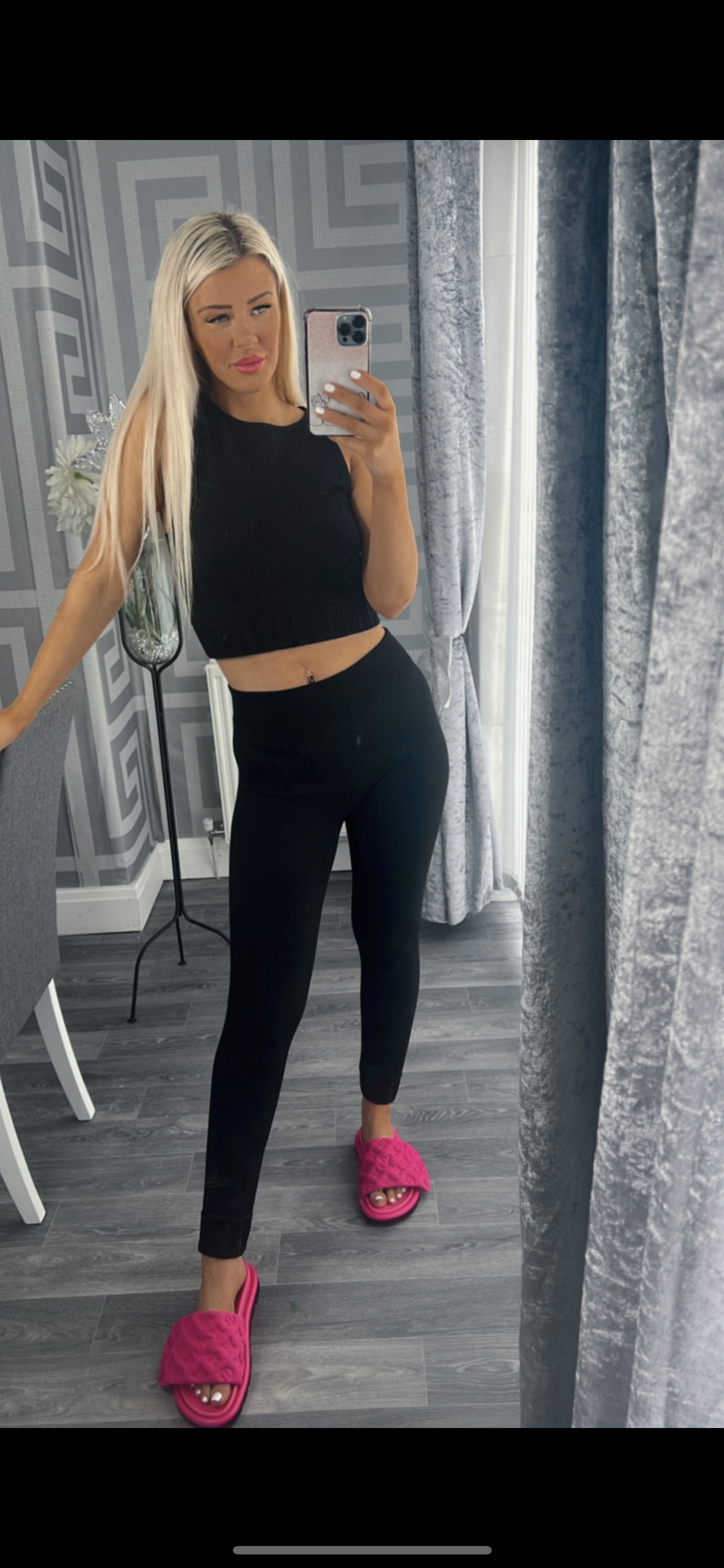 Our Ellie black ribbed sets